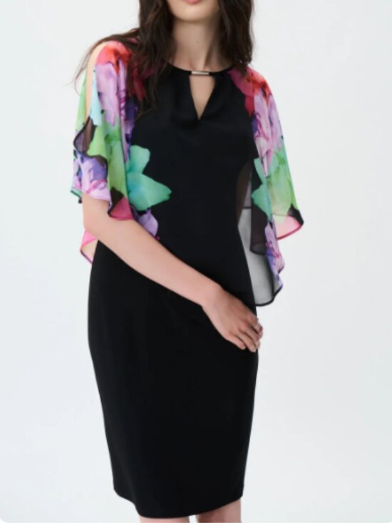 Joseph Ribkoff Dresses & Skirts - NWT! Joseph Ribkoff Black Dress Colorful Floral Chiffon Butterfly Sleeve Size 10